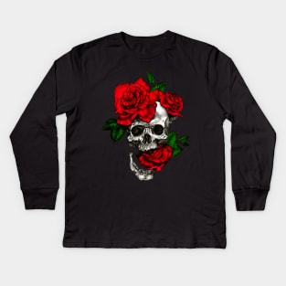 The Skull And The Roses Kids Long Sleeve T-Shirt